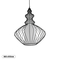 GloboStar® LILY 01558 Vintage Κρεμαστό Φωτιστικό Πλέγμα Μονόφωτο 1 x E27 IP20 Μαύρο Μέταλλο με Λευκό Ύφασμα - Μ43 x Π43 x Υ55cm