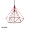GloboStar® KAIRI 01620 Μοντέρνο Κρεμαστό Φωτιστικό Πλέγμα Μονόφωτο 1 x E27 IP20 Κόκκινο Μέταλλο με Λευκό Ύφασμα - Μ38 x Π38 x Y38cm