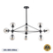 GloboStar® SENTINEL 01636 Μοντέρνο Φωτιστικό Οροφής Πλέγμα Πολύφωτο 10 x E27 IP20 Μαύρο Μέταλλο με μελί Γυαλί - Μ105 x Π80 x Υ90cm