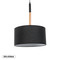 GloboStar® BRONX 01517 Μοντέρνο Κρεμαστό Φωτιστικό Καπέλο Μονόφωτο 1 x E27 IP20 Μαύρο Ύφασμα με Μπεζ Ξύλο - Μ35 x Π35 x Υ50cm
