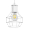 GloboStar® CAGE 00867 Vintage Κρεμαστό Φωτιστικό Πλέγμα Μονόφωτο 1 x E27 IP20 Λευκό Μέταλλο - Μ15 x Π15 x Υ22cm