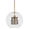 GloboStar® AVERY 00740 Μοντέρνο Κρεμαστό Φωτιστικό Μπάλα Μονόφωτο 1 x E27 IP20 Διάφανο Γυαλί με Χρυσό Μέταλλο - Μ30 x Π30 x Υ48cm