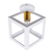 GloboStar® CUBE 00800 Μοντέρνο Φωτιστικό Οροφής Πλέγμα Μονόφωτο 1 x E27 IP20 Λευκό & Χάλκινο Μέταλλο - Μ25 x Π25 x Υ25cm