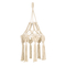 GloboStar® 36201 MOROCCO Boho Καπέλο Φωτιστικού- Μακραμέ Πλεκτό Χειροποίητο Μπεζ Σχοινί Μ30 x Π30  x Υ70cm