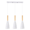 GloboStar® DILLON 00631 Μοντέρνο Κρεμαστό Φωτιστικό Ράγα Τρίφωτο 3 x E27 IP20 Λευκό Μέταλλο με Μπεζ Ξύλο - Μ54 x Π14 x Υ130cm