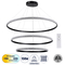 GloboStar® DIAMOND TRIO 61140 Κρεμαστό Φωτιστικό Δαχτυλίδι-Κύκλος LED CCT 150W 18379lm 360° AC 220-240V - Εναλλαγή Φωτισμού μέσω Τηλεχειριστηρίου All In One Ψυχρό 6000k+Φυσικό 4500k+Θερμό 2700k Dimmable Φ60+80+100cm - Μαύρο - 3 Years Warranty