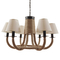 GloboStar® VERONE 10001020 Vintage Κρεμαστό Φωτιστικό Πλέγμα Πολύφωτο 6 x E14 IP20 Μπεζ Ύφασμα με Μπεζ Σχοινί - Μ65 x Π65 x Υ45cm