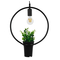 GloboStar® FLOWERPOT 10001212 Μοντέρνο Κρεμαστό Φωτιστικό Ανάρτηση Μονόφωτο 1 x E27 IP20 Μαύρο Μέταλλο με Πράσινο Πλαστικό - Μ30 x Π30 x Υ30cm