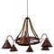GloboStar® CAMELOT 10001191 Vintage Κρεμαστό Φωτιστικό Ανάρτηση Πολύφωτο 6 x E27 IP20 Χάλκινο Μέταλλο με Μπεζ Σχοινί - Μ92 x Π92 x Υ118cm