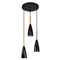 GloboStar® DILLON 00626 Μοντέρνο Κρεμαστό Φωτιστικό Καμπάνα Τρίφωτο 3 x E27 IP20 Μαύρο Μέταλλο με Μπεζ Ξύλο - Μ26 x Π26 x Υ130cm