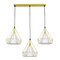GloboStar® EIFFEL 61571 Vintage Κρεμαστό Φωτιστικό Ράγα Τρίφωτο 3 x E27 IP20 Χρυσό Μέταλλο με Λευκό Ύφασμα - Μ68 x Π25 x Υ130cm