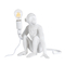 GloboStar® APES 01808 Μοντέρνο Φωτιστικό Πορτατίφ Λαμπατέρ Μονόφωτο 1 x E27 Λευκό Φιγούρα L30 x W27 x H30cm