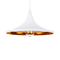 GloboStar® SHANGHAI 01026-B Μοντέρνο Κρεμαστό Φωτιστικό Καμπάνα Μονόφωτο 1 x E27 IP20 Λευκό & Χρυσό Μέταλλο - Μ37 x Π37 x Υ17cm
