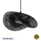 GloboStar® MEXICO 02200 Boho Κρεμαστό Φωτιστικό Πλέγμα Μονόφωτο 1 x E27 IP20 Μαύρο Ξύλο - Μ40 x Π30 x Υ13cm