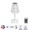 GloboStar® CRYSTAL 62042 Επαναφορτιζόμενο Επιτραπέζιο Φωτιστικό Πορτατίφ LED 1W 100lm 360° DC 5V IP44 RGBW Dimmable με Φορτιστή και Ασύρματο Χειριστήριο IR Διάφανο Πλαστικό - Μ11.5 x Π11.5 x Υ25.5cm - 3 Χρόνια Εγγύηση