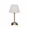 GloboStar® AΝΤΙQUE 204-0142 Vintage Eπιτραπέζιο Φωτιστικό Μονόφωτο 1 x E27 IP20 Μπρούτζινο Μέταλλο με Λευκό Ύφασμα - Μ22 x Π22 x Υ38cm