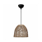GloboStar® MEKA 204-0162 Boho Κρεμαστό Φωτιστικό Καμπάνα Μονόφωτο 1 x E27 IP20 Καφε Σχοινί - Μ31 x Π31 x Υ26cm