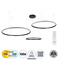 GLOBOSTAR® DIAMOND TRIO 61146 Μοντέρνο Κρεμαστό Φωτιστικό Οροφής LED 150W 18379lm 360° AC 220-240V IP20 Ρυθμιζόμενο Λευκό CCT με Χειριστήριο από 2700K έως 6000K Dimmable - Lumileds SMD Chip - Μαυρό Ματ - Μ170 x Π170 x Υ60cm - 3 Χρόνια Εγγύηση