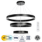 GLOBOSTAR® VENOM TRIO 61188 Μοντέρνο Κρεμαστό Φωτιστικό Οροφής LED 120W 14158lm 120° AC 220-240V IP20 Ρυθμιζόμενο Λευκό CCT με Χειριστήριο από 2700K έως 6000K Dimmable - Lumileds SMD Chip - Μαύρο Ματ - Μ80 x Π80 x Υ60cm - 3 Χρόνια Εγγύηση