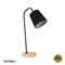 GloboStar® BARNABY 01573 Μοντέρνο Επιτραπέζιο Φωτιστικό Πορτατίφ Μονόφωτο 1 x E27 IP20 Μαύρο Μέταλλο, Μπεζ Ξύλο με Μαύρο Ύφασμα - Μ15 x Π33 x Υ48cm