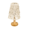 GloboStar® RWANDA 36210 Boho Επιτραπέζιο Φωτιστικό Πορτατίφ Μονόφωτο 1 x E27 IP20 Μπεζ Σχοινί με Καφέ Ξύλο - Μ15 x Π15 x Υ30cm