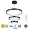 GLOBOSTAR® NEMESIS TRIO 61167 Μοντέρνο Κρεμαστό Φωτιστικό Οροφής LED 100W 12123lm 360° AC 220-240V IP20 Ρυθμιζόμενο Λευκό CCT με Χειριστήριο από 2700K έως 6000K Dimmable - Lumileds SMD Chip - Μαύρο Ματ - Μ60 x Π60 x Υ60cm - 3 Χρόνια Εγγύηση