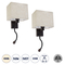 GLOBOSTAR® ROULETTE-S 61384 Μοντέρνο Φωτιστικό Τοίχου - Απλίκα Ξενοδοχείου Reading Light με Φορτιστή USB 3A & Ντουί 1 x E27 LED 3W 360lm 36° & 360° AC 220-240V IP20 Φυσικό Λευκό 4500K - Bridgelux COB Chip & TÜV SÜD Driver - Καφέ & Μπεζ - Μ17 x Π20 x Υ37cm - Σετ 2 Τεμαχίων - 3 Χρόνια Εγγύηση