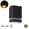 GLOBOSTAR® QUATRO 77892 Μοντέρνο Φωτιστικό Τοίχου - Απλίκα με Ντουί 1 x GU10 AC 220-240V Αδιάβροχο IP65 - Μαύρο Ματ - Μ11 x Π10 x Υ16.5cm