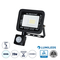 GLOBOSTAR® AURORA 64137 Προβολέας με Ανιχνευτή PIR / Αισθητήρα Κίνησης LED 20W 2500lm 120° AC 220-240V Αδιάβροχο IP67 Ψυχρό Λευκό 6000K - Lumileds SMD Chip - TÜV Rheinland Certified - Μαύρο Ματ - Μ12 x Π5 x Υ14.5cm - 3 Χρόνια Εγγύηση