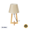 GloboStar® TAKIKO 02042 Μοντέρνο Επιτραπέζιο Φωτιστικό Πορτατίφ Μονόφωτο 1 x E27 IP20 Μπεζ Ξύλο με Μπεζ Ύφασμα - Μ25 x Π25 x Υ48cm