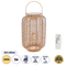 GloboStar® GRAMBIAN 02304 Boho Αυτόνομο Ηλιακό Κρεμαστό/Επιτραπέζιο Φωτιστικό Πορτατίφ LED 5W 200lm 180° με Ενσωματωμένη Μπαταρία IP65 Θερμό Λευκό 3000K Μπεζ Ξύλο - Μ30 x Π30 x Υ48cm - 2 Χρόνια Εγγύηση