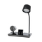 GLOBOSTAR® OLDY 76563 Μοντέρνο Επιτραπέζιο Φωτιστικό Γραφείου με Ασύρματη Φόρτιση 15W 3A, 5W Bluetooth Ηχείο & Ψηφιακό Ρολόι LED 3W 300lm 120° DC 5V με USB-C IP20 Ρυθμιζόμενο Λευκό CCT με Αφή 2700K/4500K/6000K Dimmable - Sanan SMD Chip - Μαύρο - Μ13 x Π25 x Υ43cm - 2 Χρόνια Εγγύηση