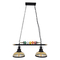VenCore Billiardo II 6089-10041 - Φωτιστικό Οροφής Δίφωτο Κρεμαστό Μαύρο Μεταλλικό και Μελί Γυαλί - Vintage Σχέδιο με Βάση-Ντουί 2xE27 - Μ70 x Π25 x Υ30cm