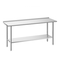 Τραπέζι εργασίας από ανοξείδωτο ατσάλι VEVOR, τραπέζι προετοιμασίας φαγητού 61x183 cm με πίσω επένδυση, επαγγελματικός σταθμός εργασίας κουζίνας με ρυθμιζόμενο κάτω ράφι, μεταλλικό τραπέζι εργασίας βαρέως τύπου, για εστιατόριο, σπίτι, εξωτερικούς χώρους