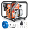 Αντλία νερού VEVOR με βενζίνη, 50,8 mm, 142 GPM 7HP, φορητή αντλία μεταφοράς νερού για λίπη, βενζινοκινητήρας με σωλήνα εκκένωσης 7,62 m, πλαίσιο βαρέως τύπου, πτερωτή από χυτοσίδηρο, για άρδευση, πισίνες