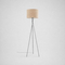 VenCore Elor Silver 6091-20021 - Μοντέρνο Επιδαπέδιο Φωτιστικό Μονόφωτο Ασημί Αλουμίνιο και Μπεζ Καπέλο με Βάση-Ντουί 1xE27 - Φ40 x Υ160cm